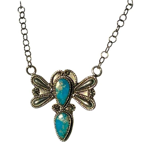 Jewelry - Sterling 925 And Turquoise Dragonfly Necklace
